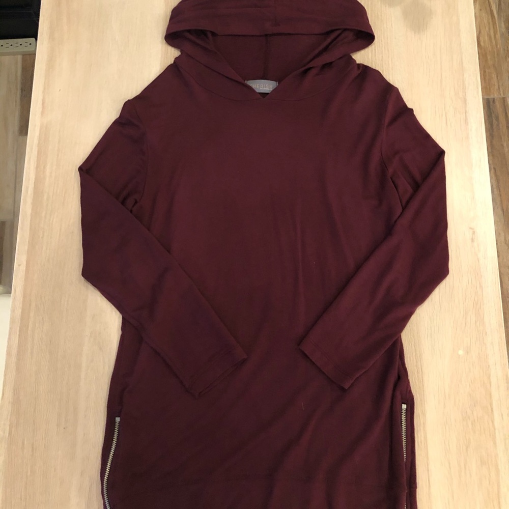 Burgundy plum hooded knit tunic